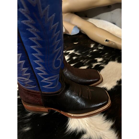 Men’s cowboy boots leather 8.5 Festival stagecoach blue cowboy costume woody